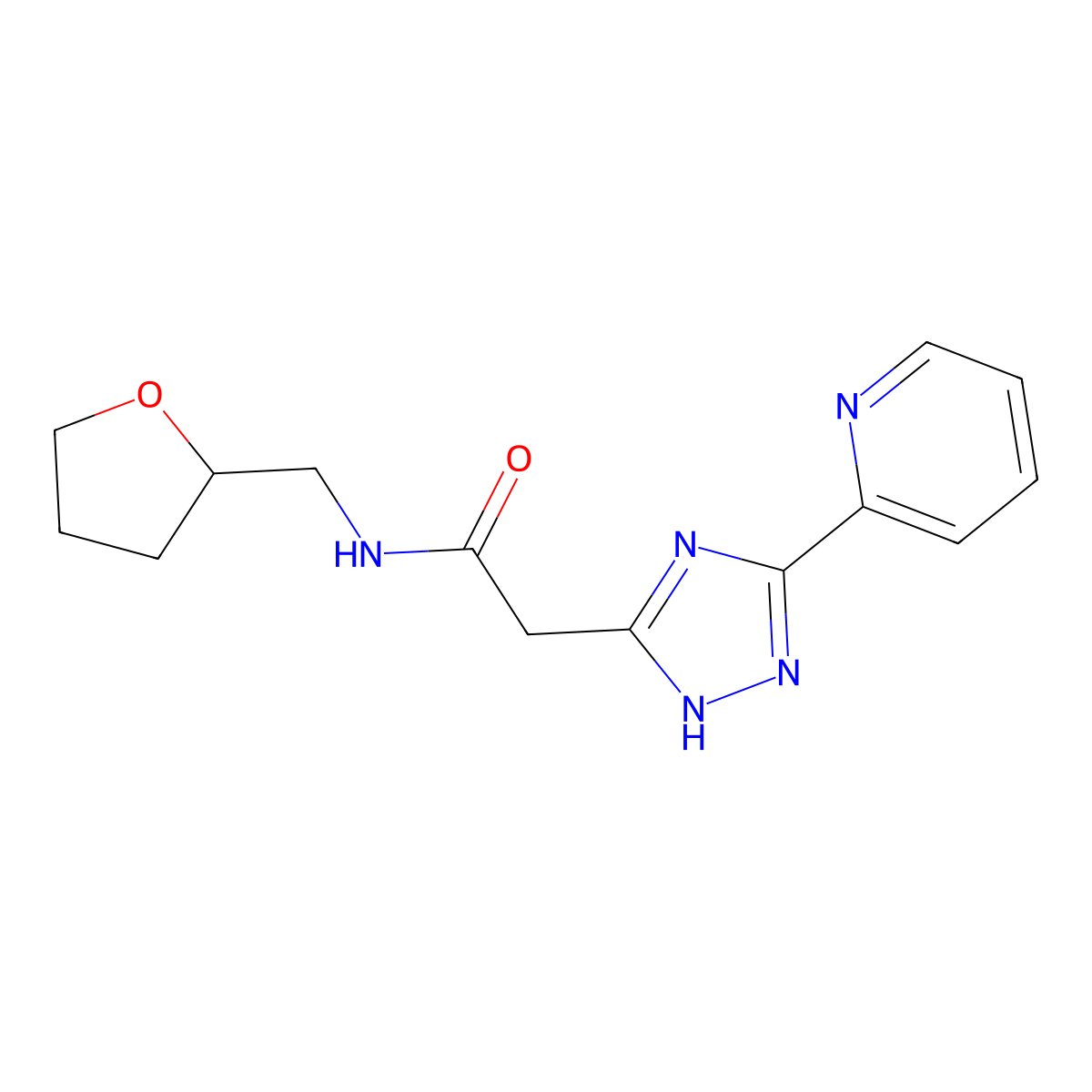 N-(Oxolan-2-ylmethyl)-2-[5-(pyridin-2-yl)-2H-1,2,4-triazol-3-yl]acetamide molecular structure, CAS 1018046-19-9