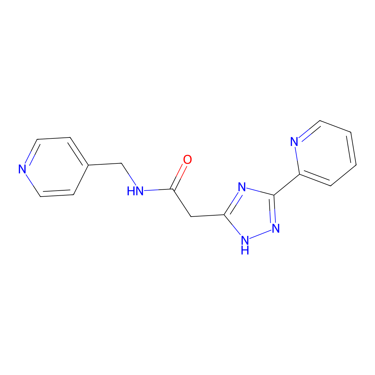 5-(2-Pyridinyl)-N-(4-pyridinylmethyl)-1H-1,2,4-triazole-3-acetamide molecular structure, CAS 1018046-40-6