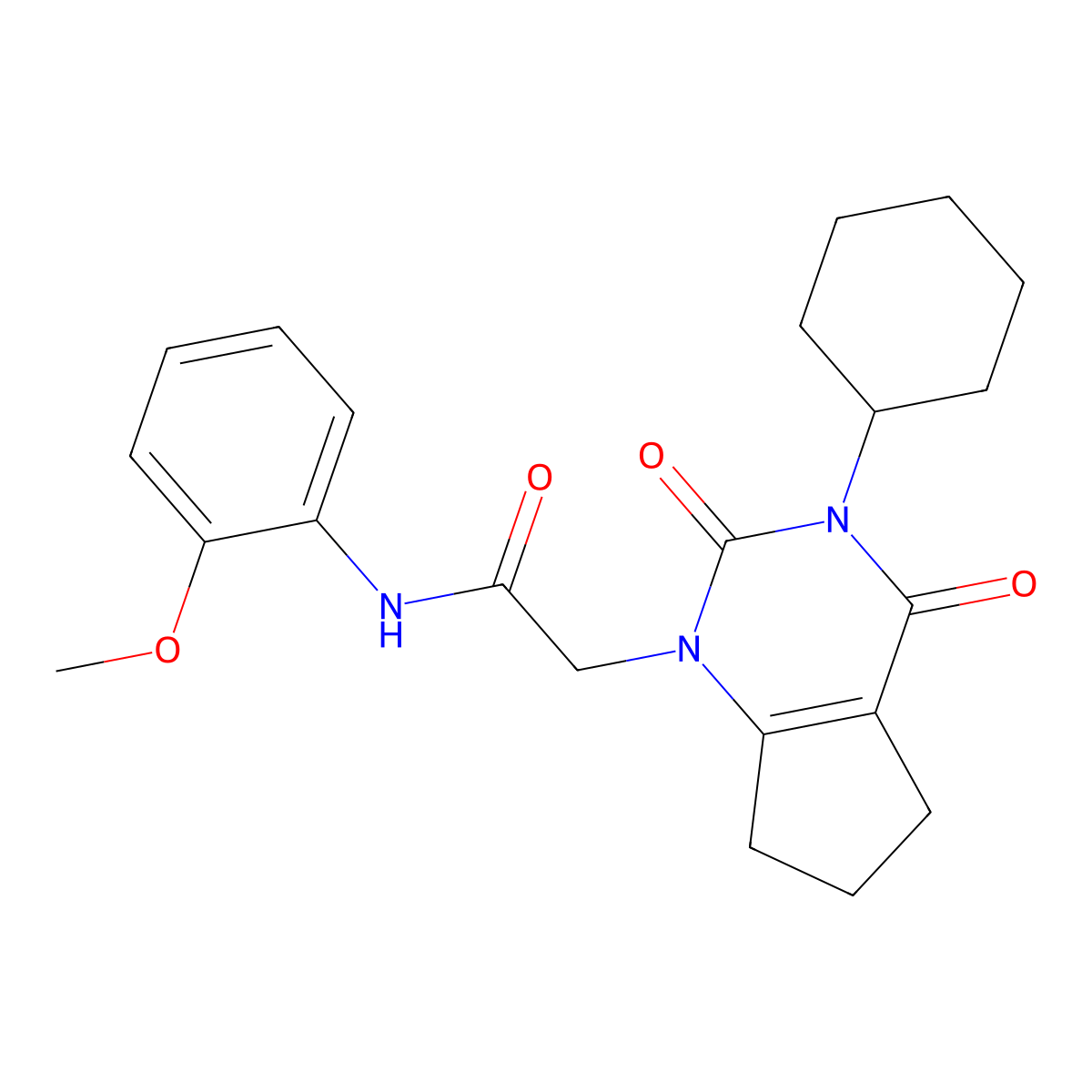 2-(3-cyclohexyl-2,4-dioxo-2,3,4,5,6,7-hexahydro-1H-cyclopenta[d]pyrimidin-1-yl)-N-(2-methoxyphenyl)acetamide molecular structure, CAS 1018046-57-5