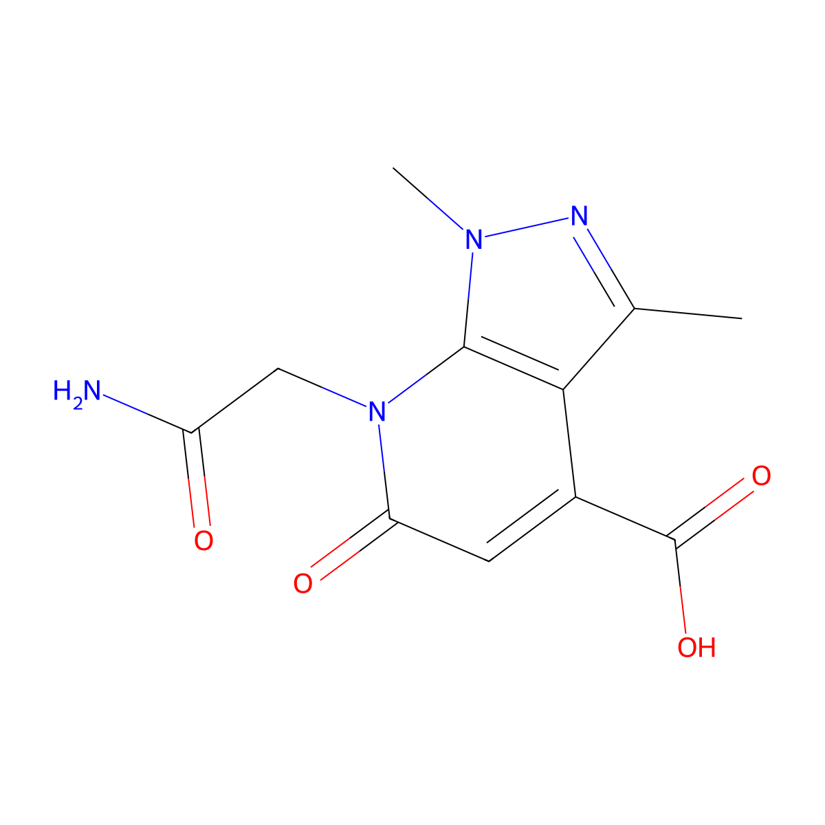 7-(2-amino-2-oxoethyl)-1,3-dimethyl-6-oxo-6,7-dihydro-1H-pyrazolo[3,4-b]pyridine-4-carboxylic acid molecular structure, CAS 1018046-99-5