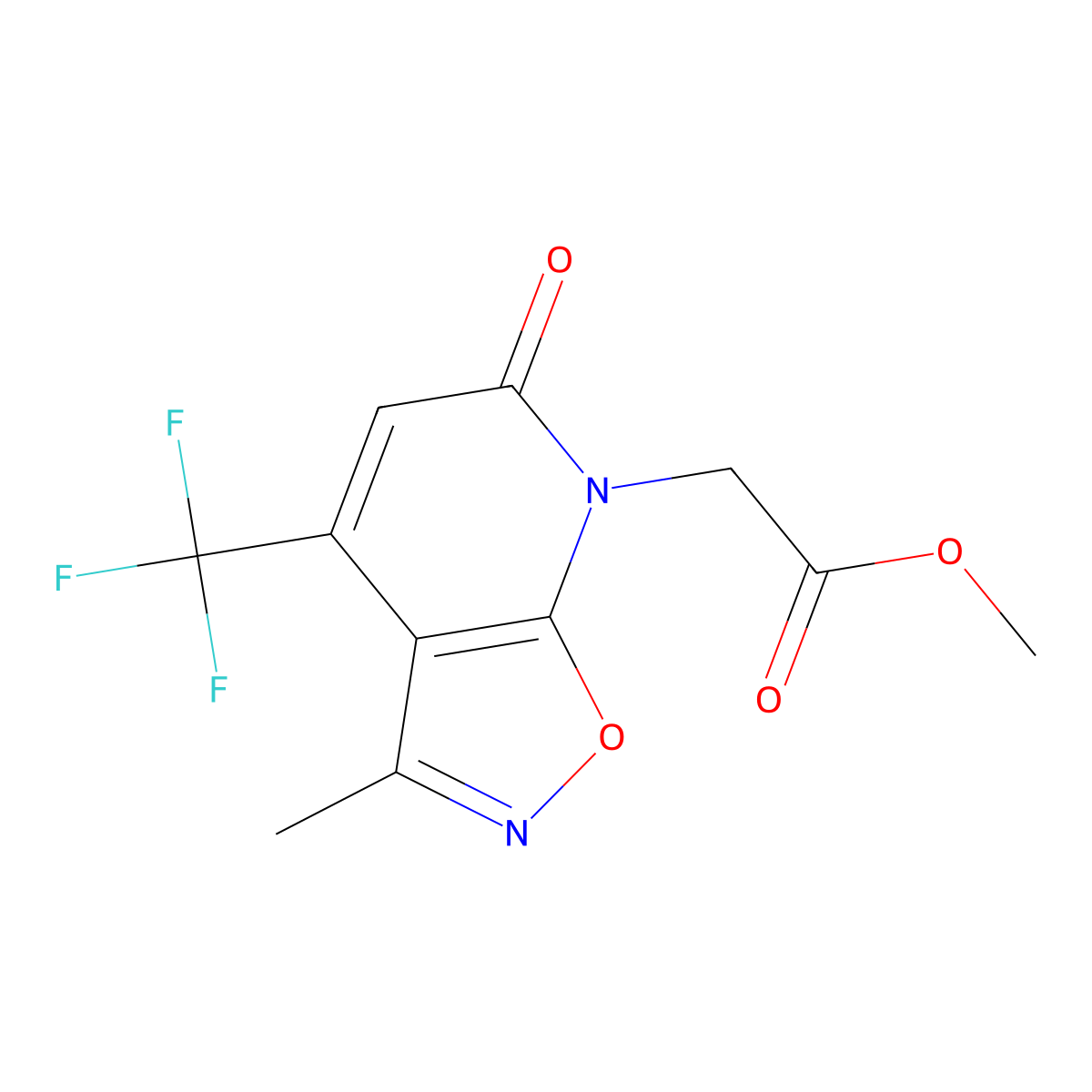 Methyl 2-(3-methyl-6-oxo-4-(trifluoromethyl)isoxazolo[5,4-b]pyridin-7(6H)-yl)acetate molecular structure, CAS 1018047-44-3