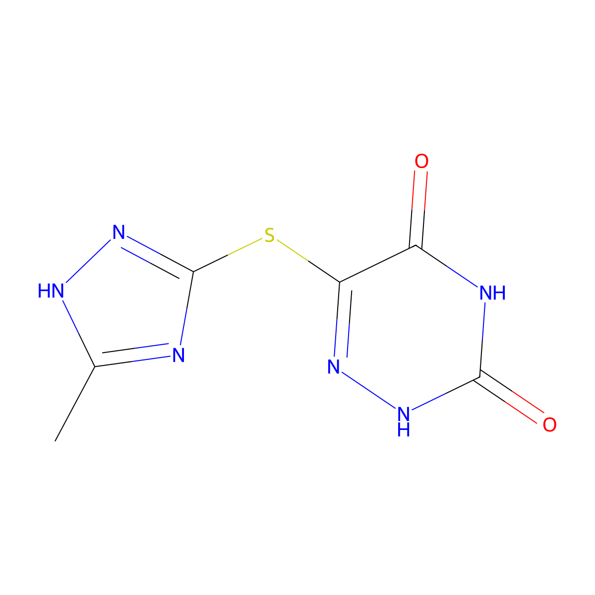 6-[(3-Methyl-1H-1,2,4-triazol-5-yl)thio]-1,2,4-triazine-3,5(2H,4H)-dione molecular structure, CAS 1018047-62-5