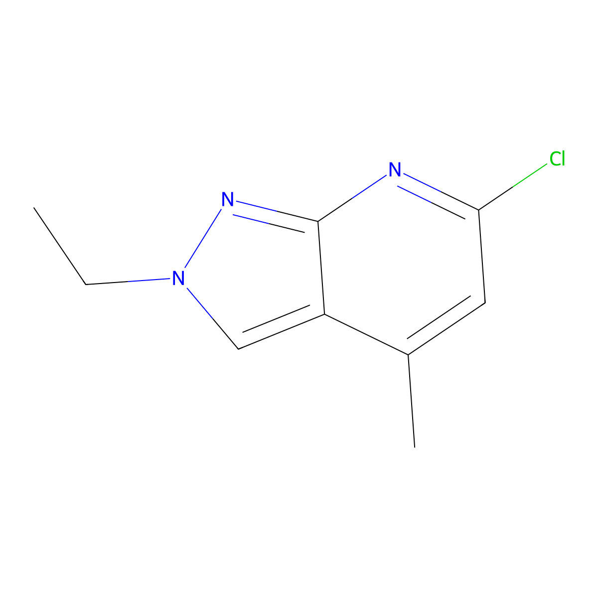6-chloro-2-ethyl-4-methyl-2H-pyrazolo[3,4-b]pyridine molecular structure, CAS 1018048-19-5