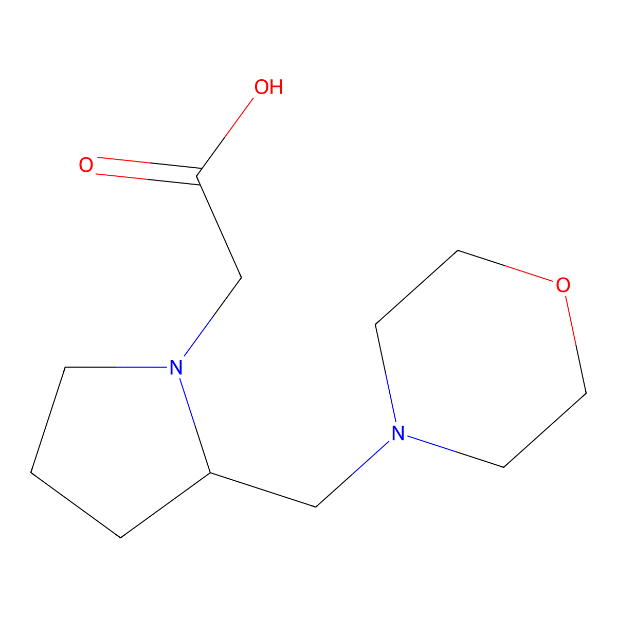 2-(2-(MorpholinoMethyl)pyrrolidin-1-yl)acetic acid molecular structure, CAS 1018048-92-4