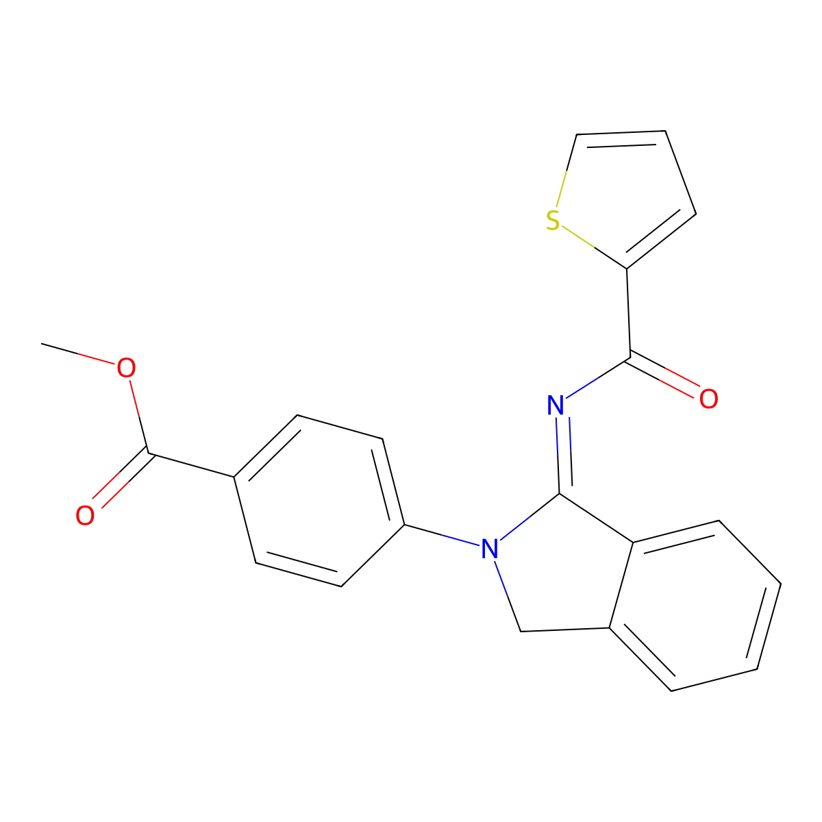 (Z)-methyl 4-(1-((thiophene-2-carbonyl)imino)isoindolin-2-yl)benzoate molecular structure, CAS 1018049-09-6
