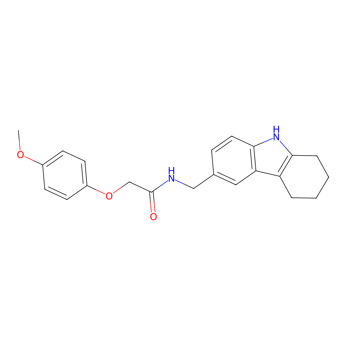 Acetamide, 2-(4-methoxyphenoxy)-N-[(2,3,4,9-tetrahydro-1H-carbazol-6-yl)methyl]- molecular structure, CAS 1018050-75-3