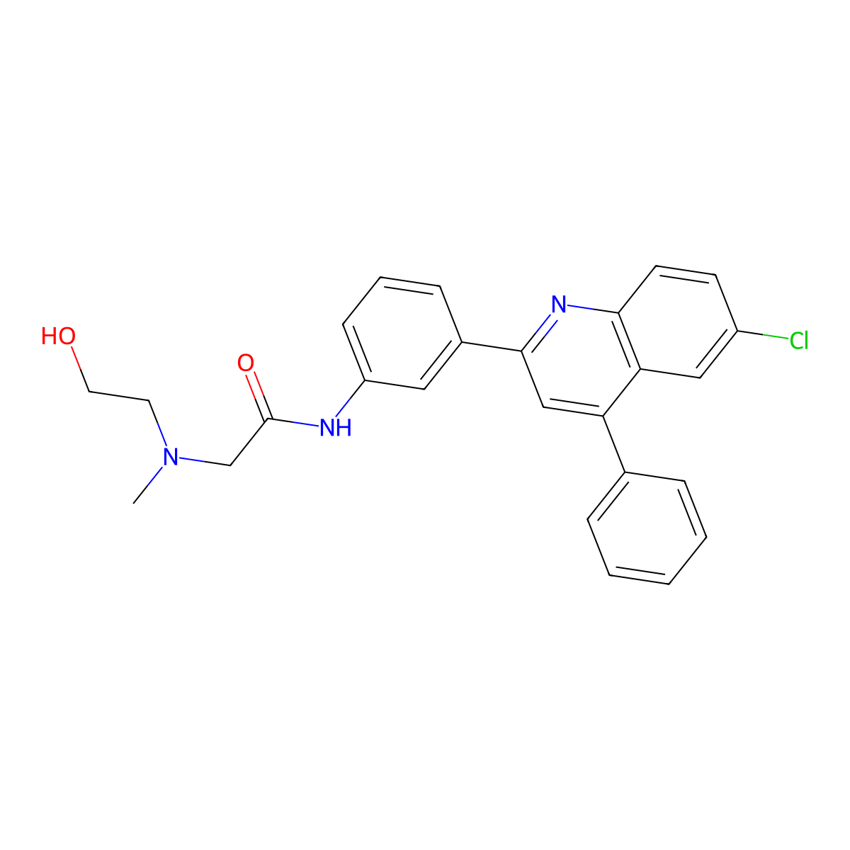 N-(3-(6-chloro-4-phenylquinolin-2-yl)phenyl)-2-((2-hydroxyethyl)(methyl)amino)acetamide molecular structure, CAS 1018050-89-9