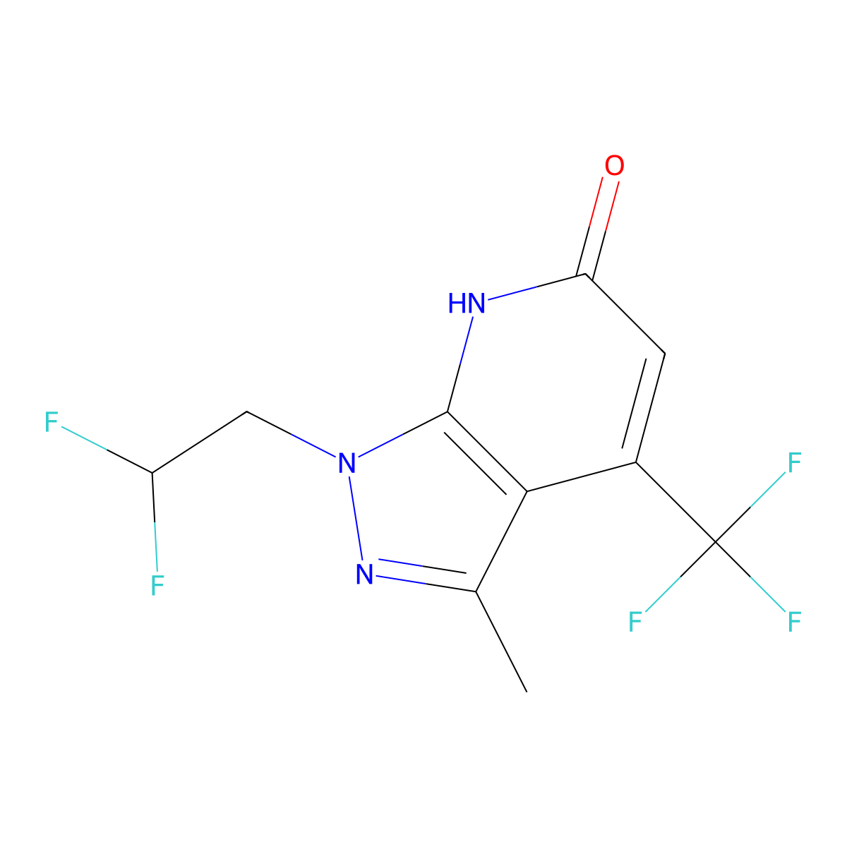1-(2,2-Difluoroethyl)-3-methyl-4-(trifluoromethyl)-1H-pyrazolo[3,4-b]pyridin-6(7H)-one molecular structure, CAS 1018051-29-0