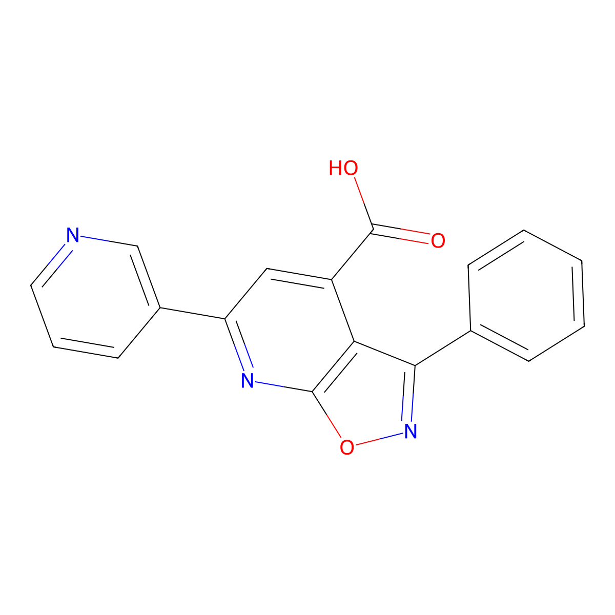 3-Phenyl-6-(pyridin-3-yl)isoxazolo[5,4-b]pyridine-4-carboxylic acid molecular structure, CAS 1018051-37-0