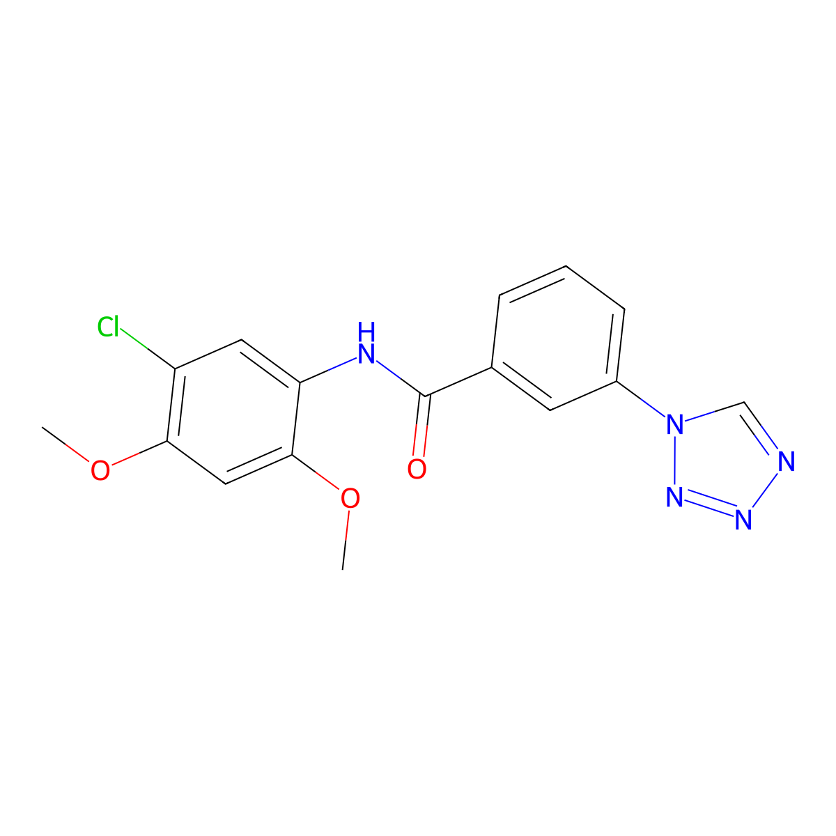 N-(5-chloro-2,4-dimethoxyphenyl)-3-(1H-tetrazol-1-yl)benzamide molecular structure, CAS 1018051-39-2