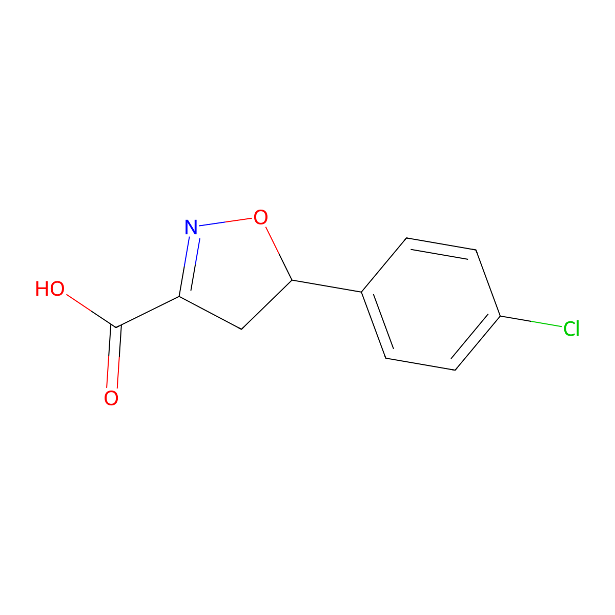 5-(4-Chlorophenyl)-4,5-dihydroisoxazole-3-carboxylic acid molecular structure, CAS 1018051-43-8