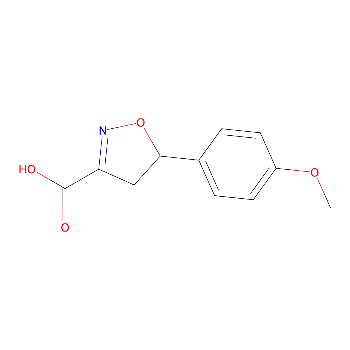 5-(4-Methoxyphenyl)-4,5-dihydroisoxazole-3-carboxylic acid molecular structure, CAS 1018051-51-8