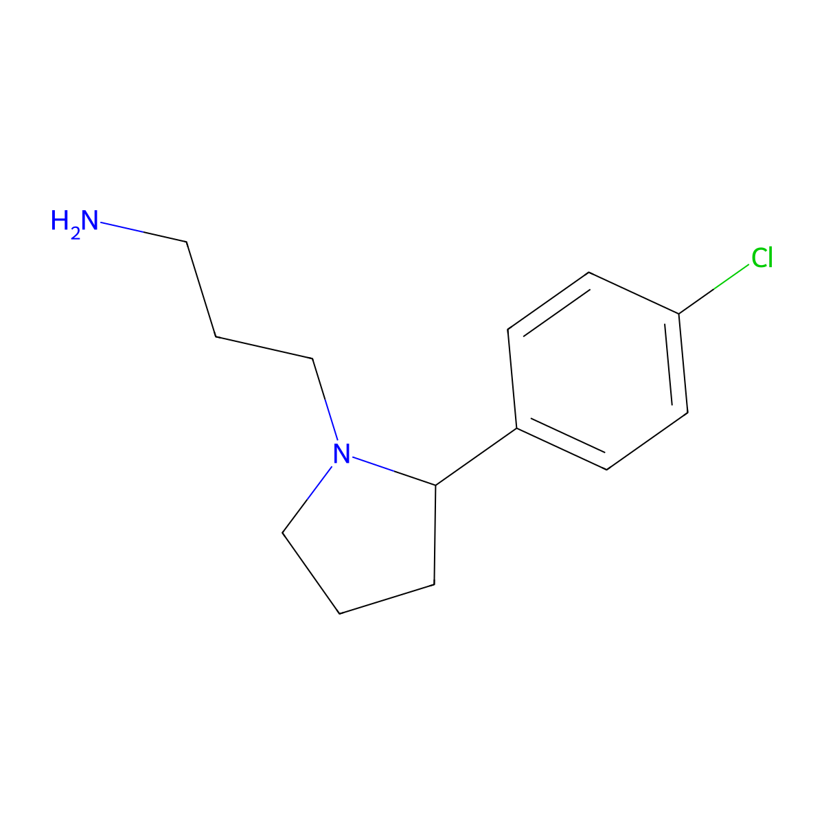 3-[2-(4-Chlorophenyl)pyrrolidin-1-yl]propan-1-amine molecular structure, CAS 1018051-59-6