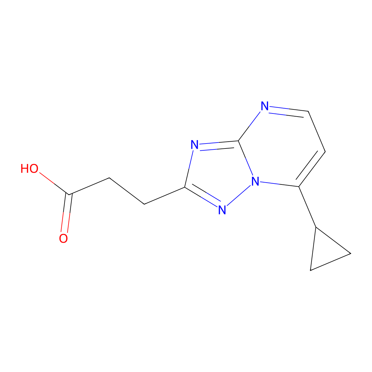 3-(7-Cyclopropyl-[1,2,4]triazolo[1,5-a]pyrimidin-2-yl)propanoic acid molecular structure, CAS 1018051-91-6