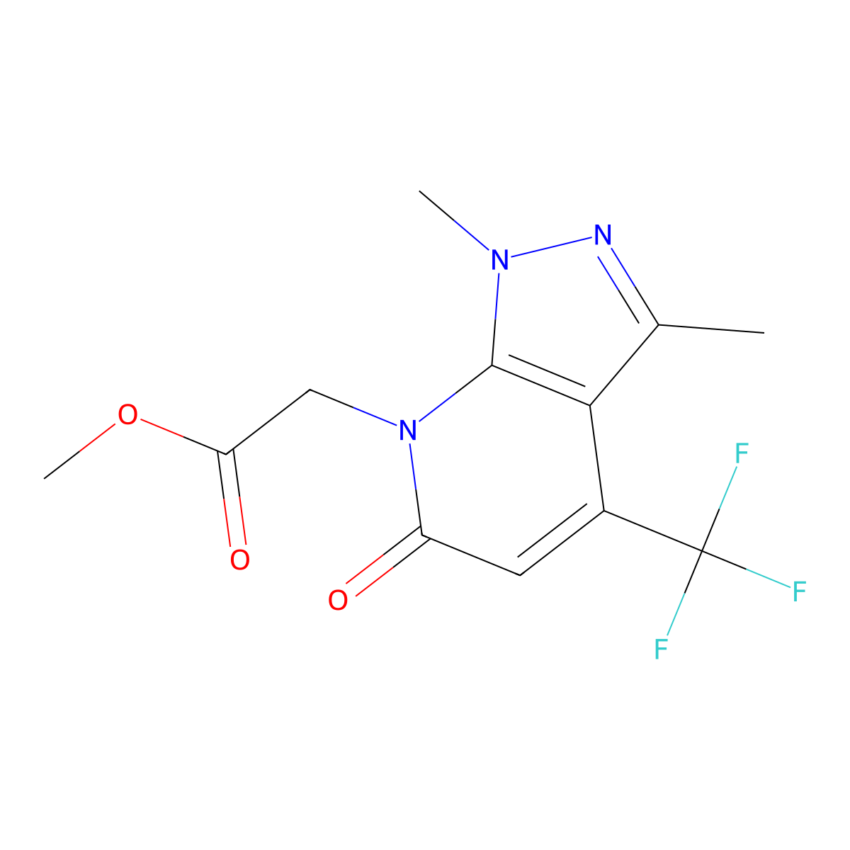 Methyl 2-(1,3-dimethyl-6-oxo-4-(trifluoromethyl)-1H-pyrazolo[3,4-b]pyridin-7(6H)-yl)acetate molecular structure, CAS 1018051-93-8
