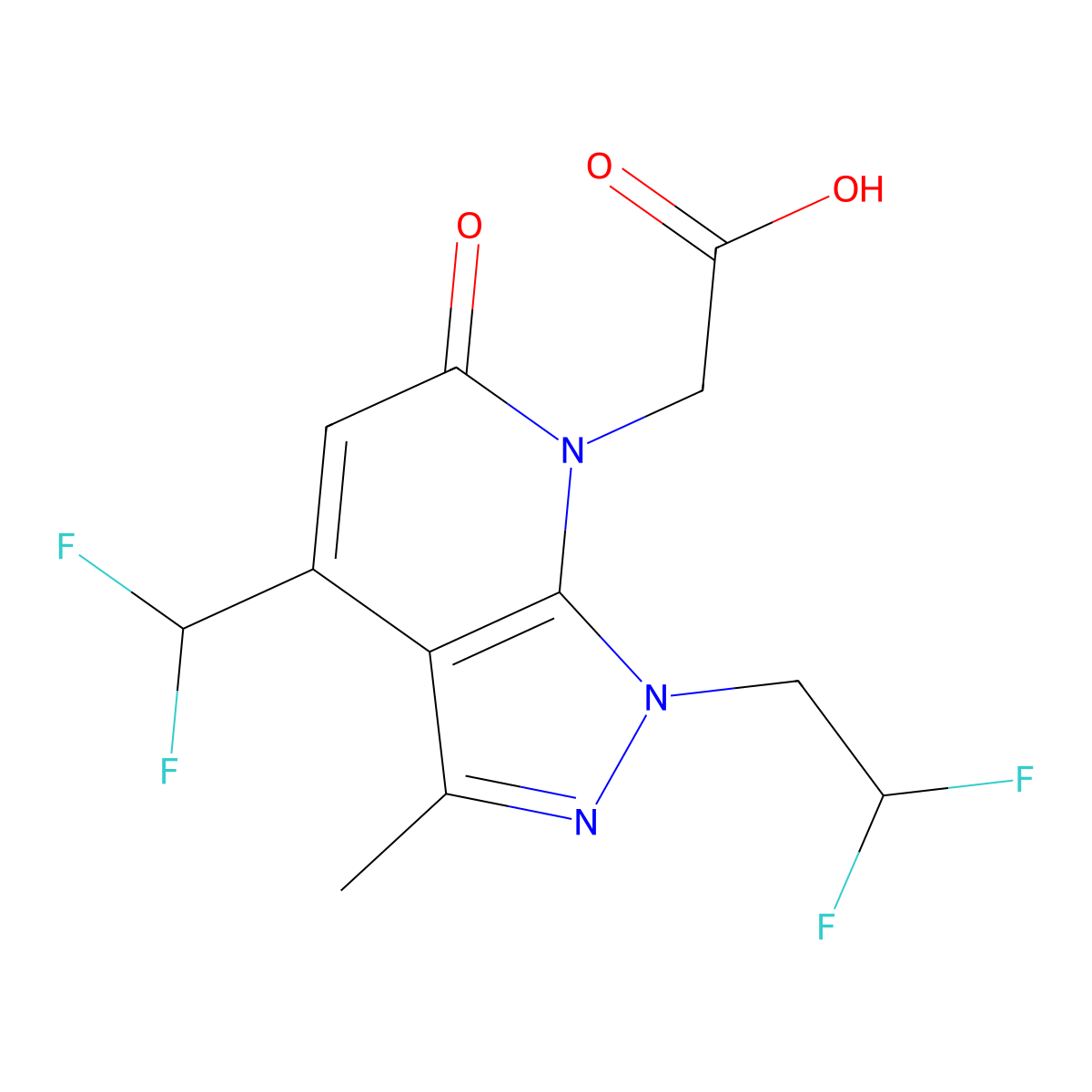 [1-(2,2-difluoroethyl)-4-(difluoromethyl)-3-methyl-6-oxo-1,6-dihydro-7H-pyrazolo[3,4-b]pyridin-7-yl]acetic acid molecular structure, CAS 1018052-01-1