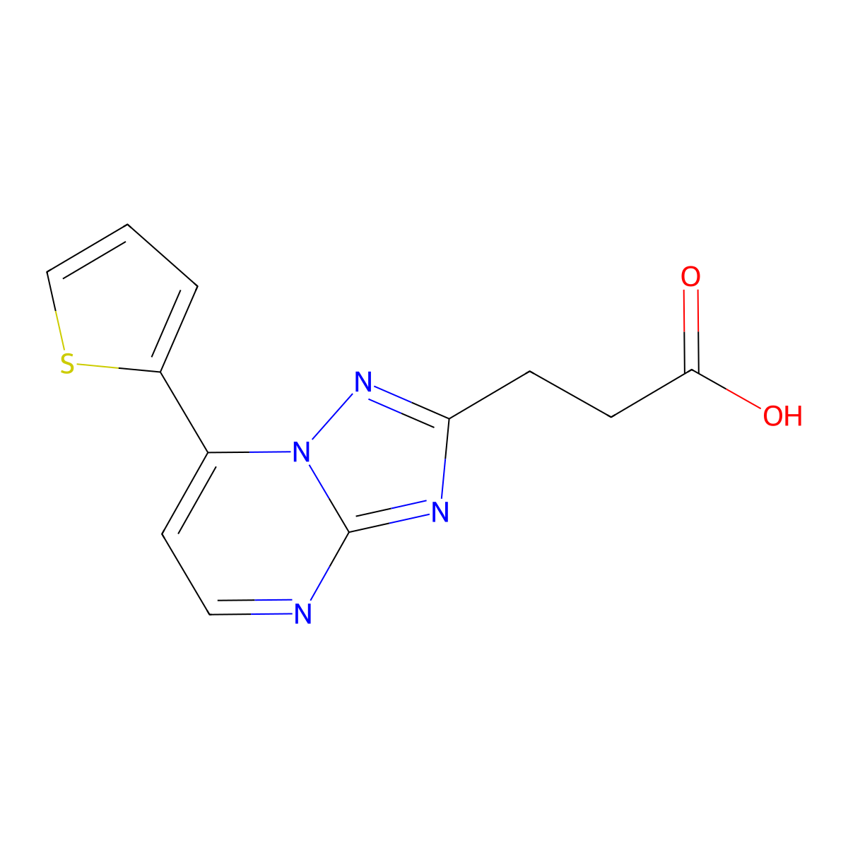 3-(7-(Thiophen-2-yl)-[1,2,4]triazolo[1,5-a]pyrimidin-2-yl)propanoic acid molecular structure, CAS 1018052-13-5