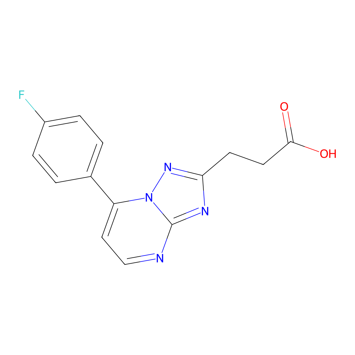 3-(7-(4-Fluorophenyl)-[1,2,4]triazolo[1,5-a]pyrimidin-2-yl)propanoic acid molecular structure, CAS 1018052-29-3
