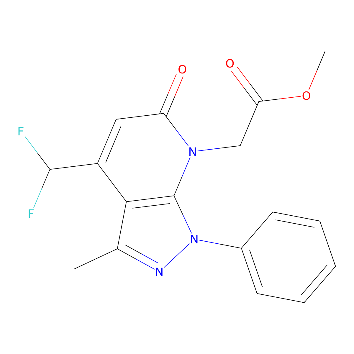 Methyl 2-(4-(difluoromethyl)-3-methyl-6-oxo-1-phenyl-1H-pyrazolo[3,4-b]pyridin-7(6H)-yl)acetate molecular structure, CAS 1018052-31-7