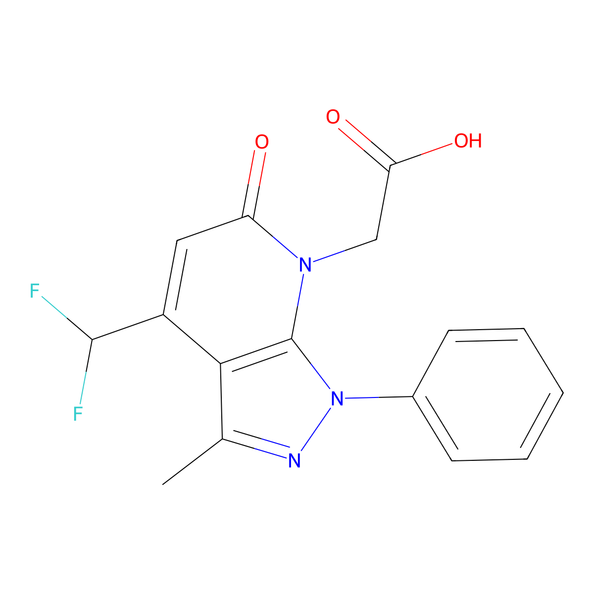 2-(4-(Difluoromethyl)-3-methyl-6-oxo-1-phenyl-1H-pyrazolo[3,4-b]pyridin-7(6H)-yl)acetic acid molecular structure, CAS 1018052-39-5