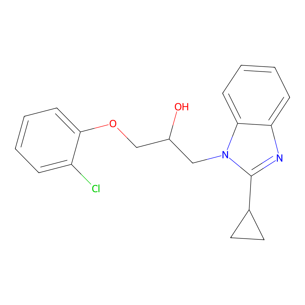 1-(2-chlorophenoxy)-3-(2-cyclopropyl-1H-benzimidazol-1-yl)propan-2-ol molecular structure, CAS 1018052-49-7