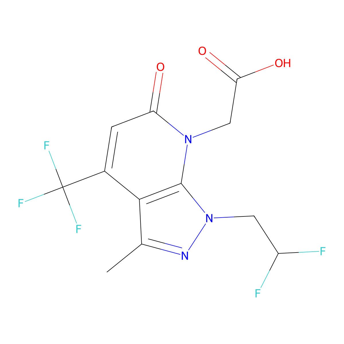 [1-(2,2-difluoroethyl)-3-methyl-6-oxo-4-(trifluoromethyl)-1,6-dihydro-7H-pyrazolo[3,4-b]pyridin-7-yl]acetic acid molecular structure, CAS 1018052-55-5