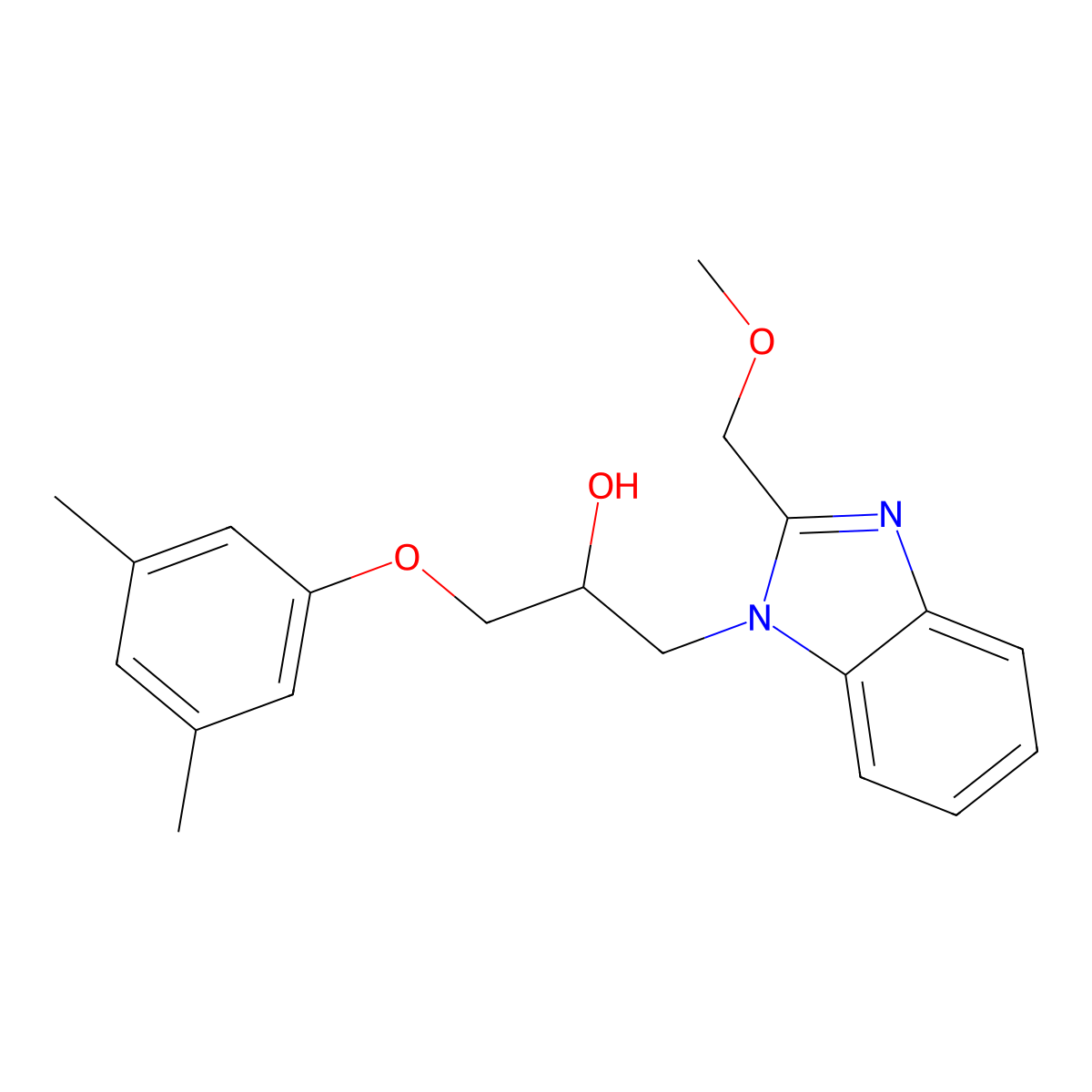 3-(3,5-Dimethylphenoxy)-1-[2-(methoxymethyl)benzimidazolyl]propan-2-ol molecular structure, CAS 1018052-64-6
