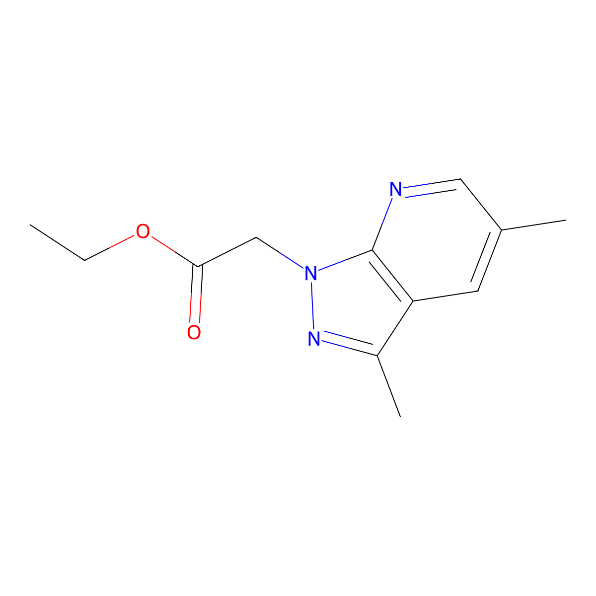 ethyl (3,5-dimethyl-1H-pyrazolo[3,4-b]pyridin-1-yl)acetate molecular structure, CAS 1018052-77-1