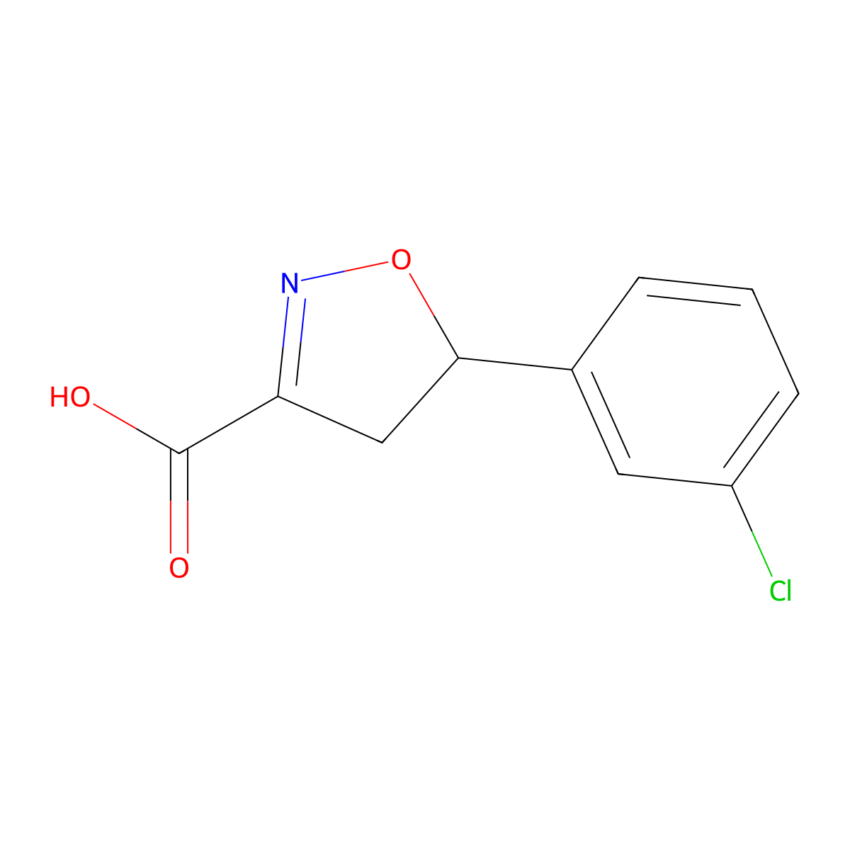 5-(3-Chlorophenyl)-4,5-dihydroisoxazole-3-carboxylic acid molecular structure, CAS 1018052-82-8