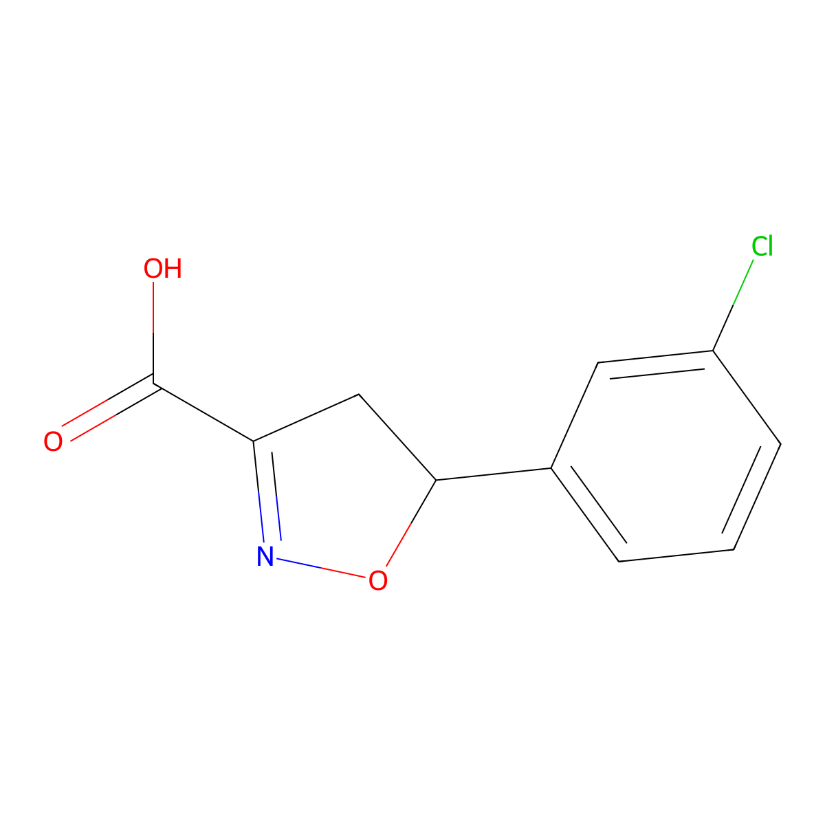 5-(3-Chlorophenyl)-4,5-dihydroisoxazole-3-carboxylic acid molecular structure, CAS 1018052-82-8