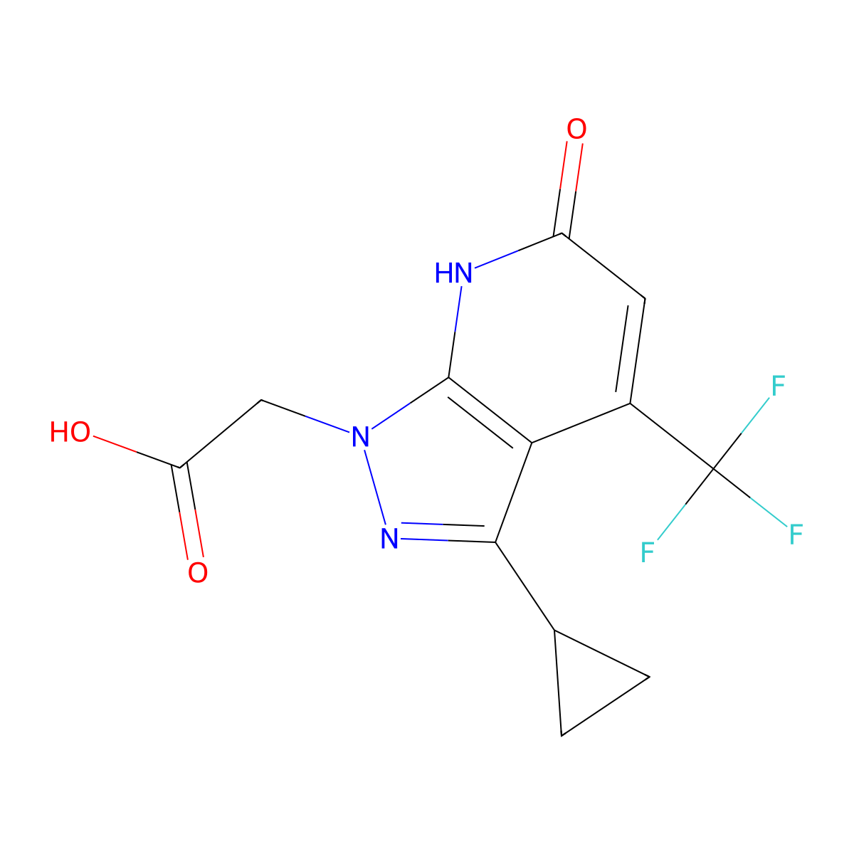 [3-cyclopropyl-6-oxo-4-(trifluoromethyl)-6,7-dihydro-1H-pyrazolo[3,4-b]pyridin-1-yl]acetic acid molecular structure, CAS 1018053-00-3