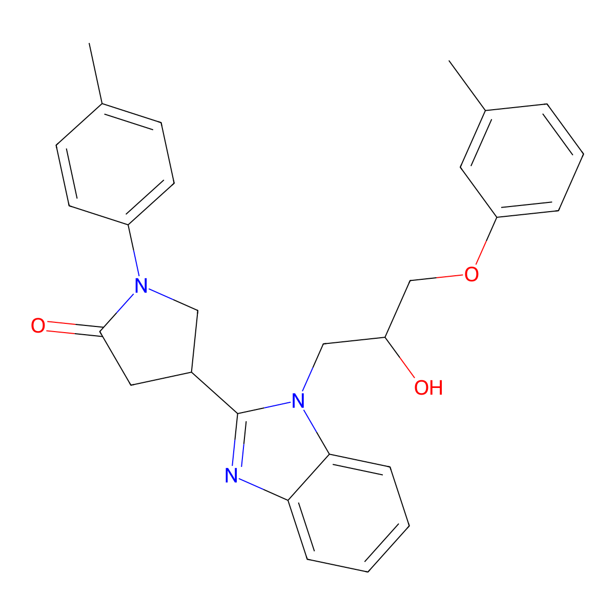 4-[1-[2-Hydroxy-3-(3-methylphenoxy)propyl]benzimidazol-2-yl]-1-(4-methylphenyl)pyrrolidin-2-one molecular structure, CAS 1018053-10-5