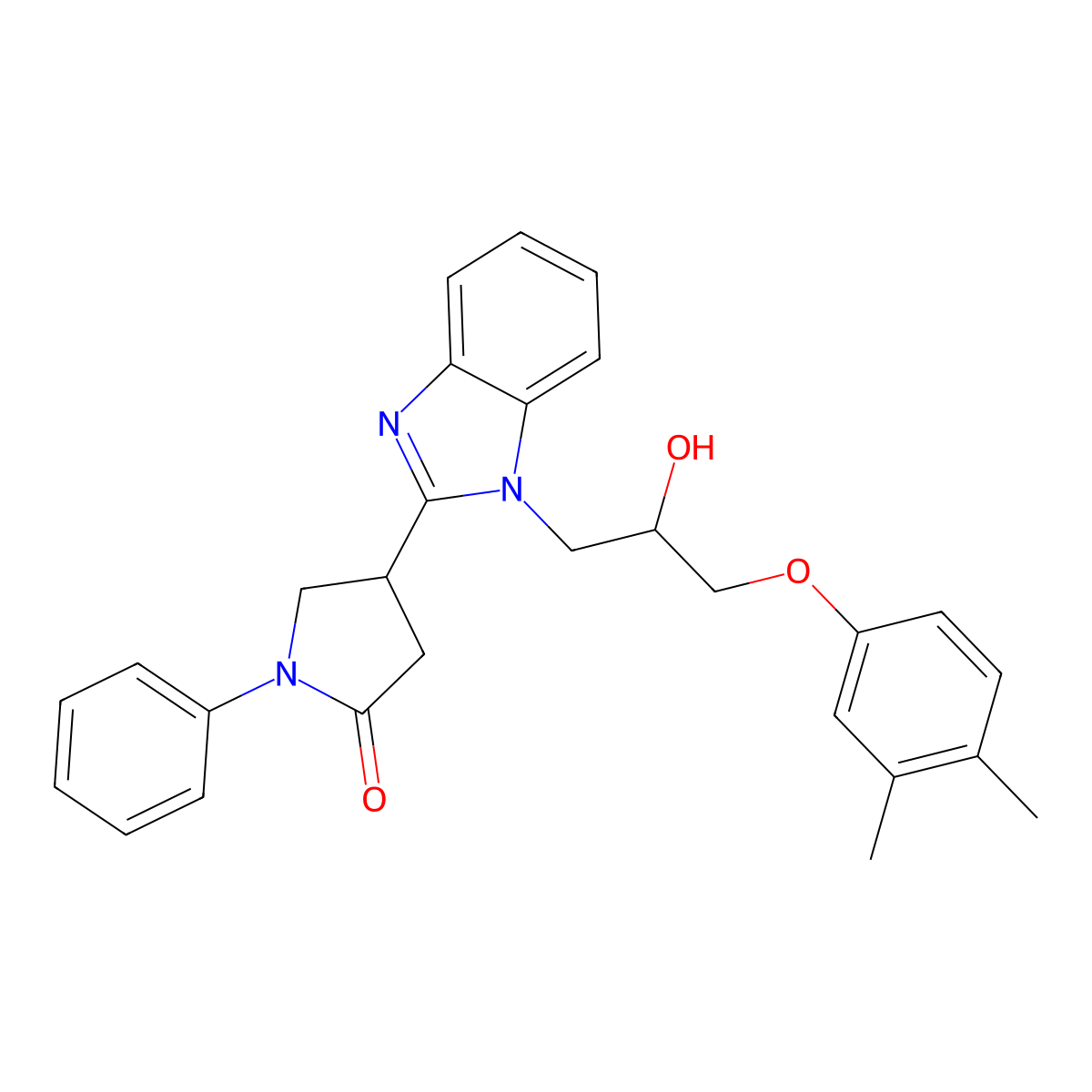 4-{1-[3-(3,4-dimethylphenoxy)-2-hydroxypropyl]-1H-benzimidazol-2-yl}-1-phenylpyrrolidin-2-one molecular structure, CAS 1018053-18-3