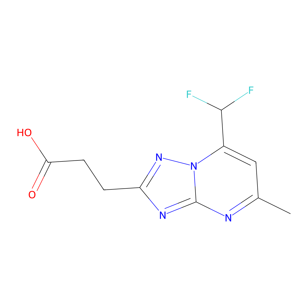 3-[7-(Difluoromethyl)-5-methyl-[1,2,4]triazolo[1,5-a]pyrimidin-2-yl]propanoic acid molecular structure, CAS 1018053-30-9