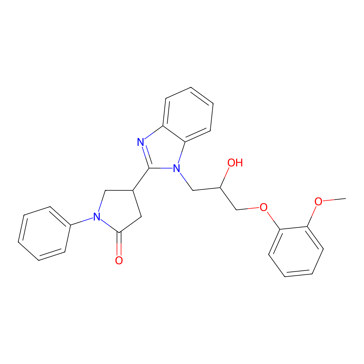 4-{1-[2-hydroxy-3-(2-methoxyphenoxy)propyl]-1H-benzimidazol-2-yl}-1-phenylpyrrolidin-2-one molecular structure, CAS 1018053-34-3
