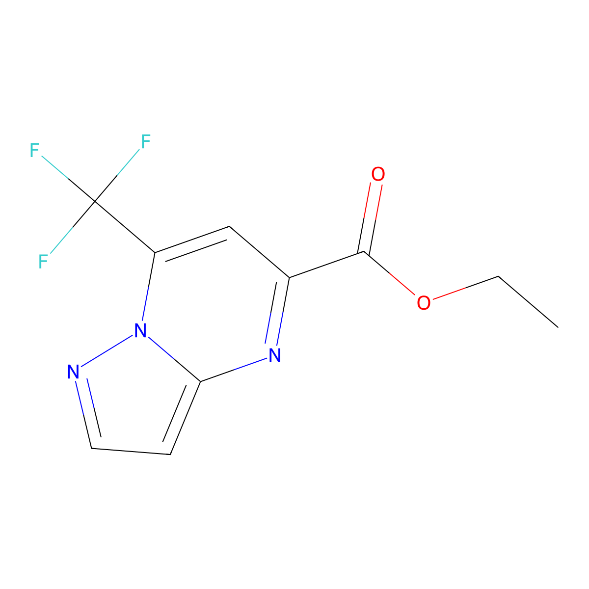 Ethyl 7-(trifluoromethyl)pyrazolo[1,5-a]pyrimidine-5-carboxylate molecular structure, CAS 1018053-40-1