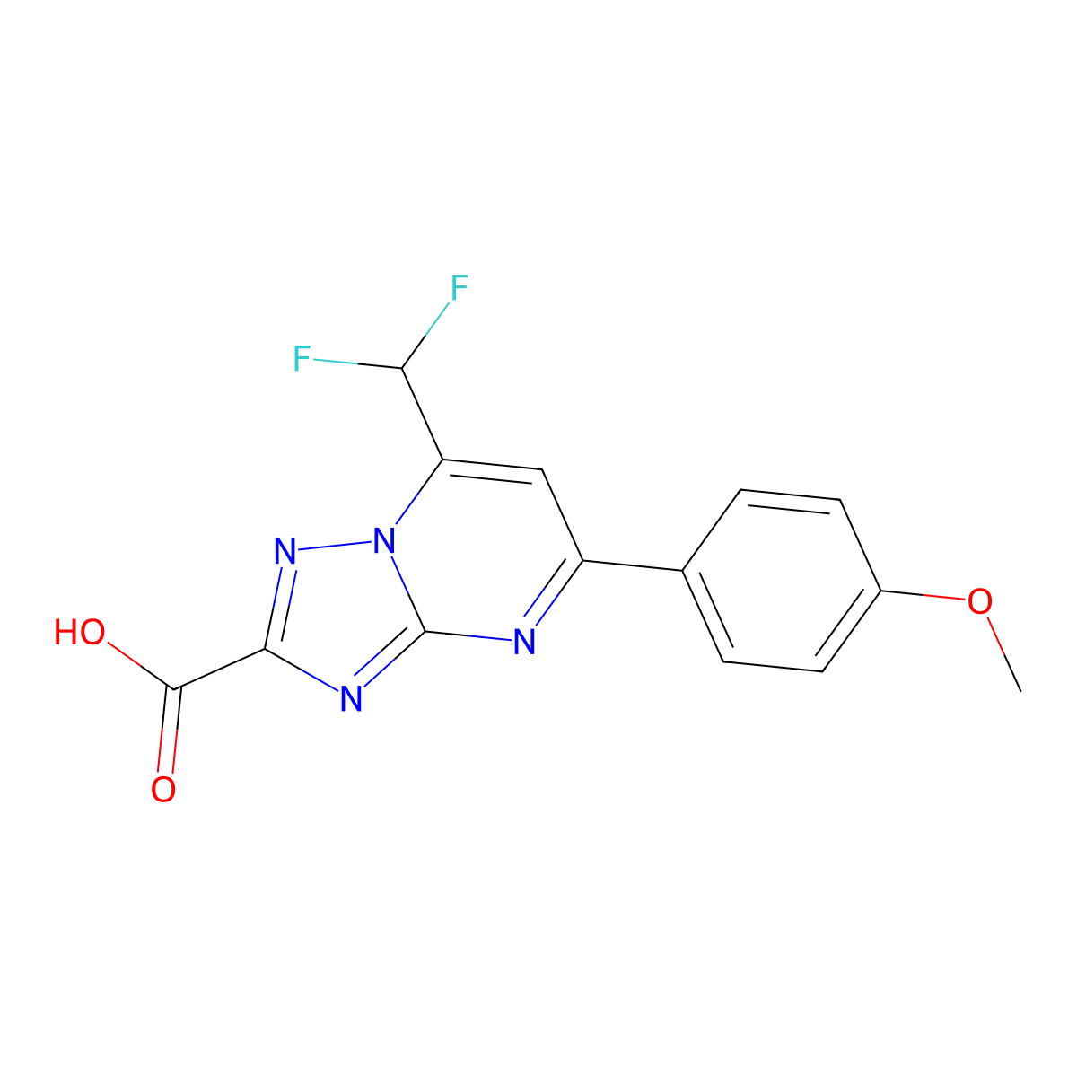 7-(Difluoromethyl)-5-(4-methoxyphenyl)[1,2,4]triazolo[1,5-a]pyrimidine-2-carboxylic acid molecular structure, CAS 1018053-78-5