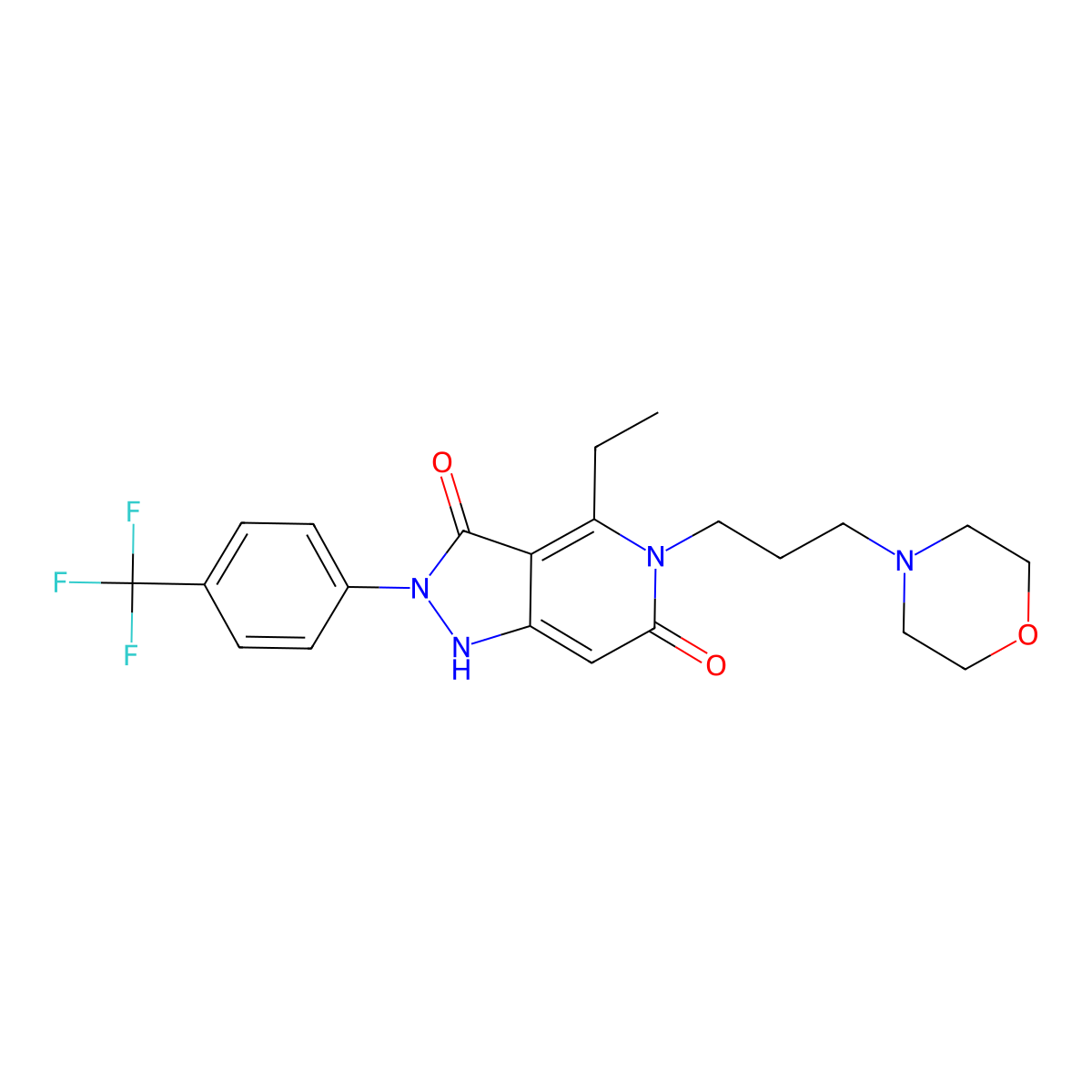 4-ethyl-5-[3-(morpholin-4-yl)propyl]-2-[4-(trifluoromethyl)phenyl]-1H-pyrazolo[4,3-c]pyridine-3,6(2H,5H)-dione molecular structure, CAS 1018053-82-1
