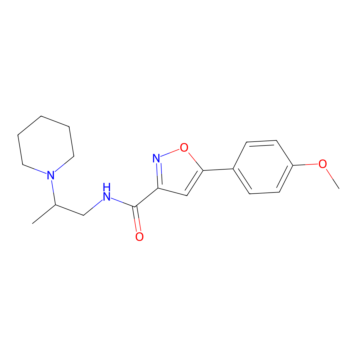 5-(4-methoxyphenyl)-N-[2-(1-piperidinyl)propyl]-3-isoxazolecarboxamide molecular structure, CAS 1018054-00-6