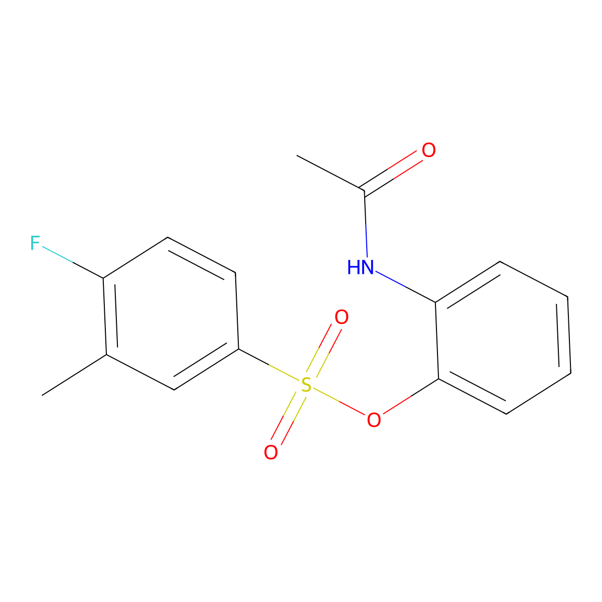 2-(Acetylamino)phenyl 4-fluoro-3-methylbenzenesulfonate molecular structure, CAS 1018054-91-5