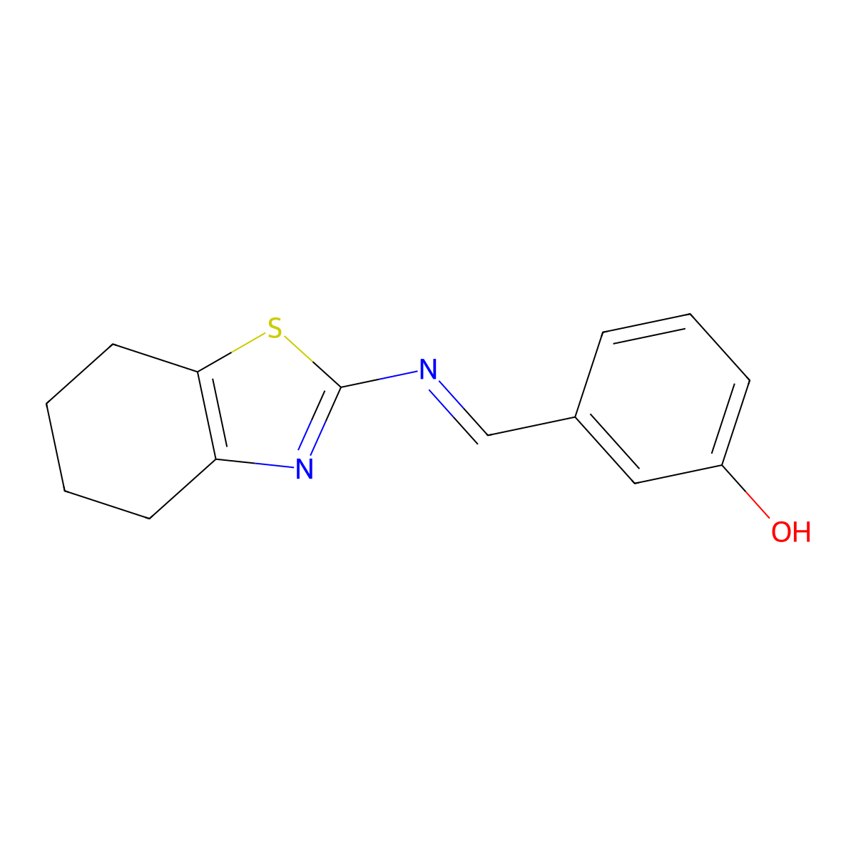 3-{[(4,5,6,7-Tetrahydro-1,3-benzothiazol-2-yl)imino]methyl}phenol molecular structure, CAS 1018055-72-5