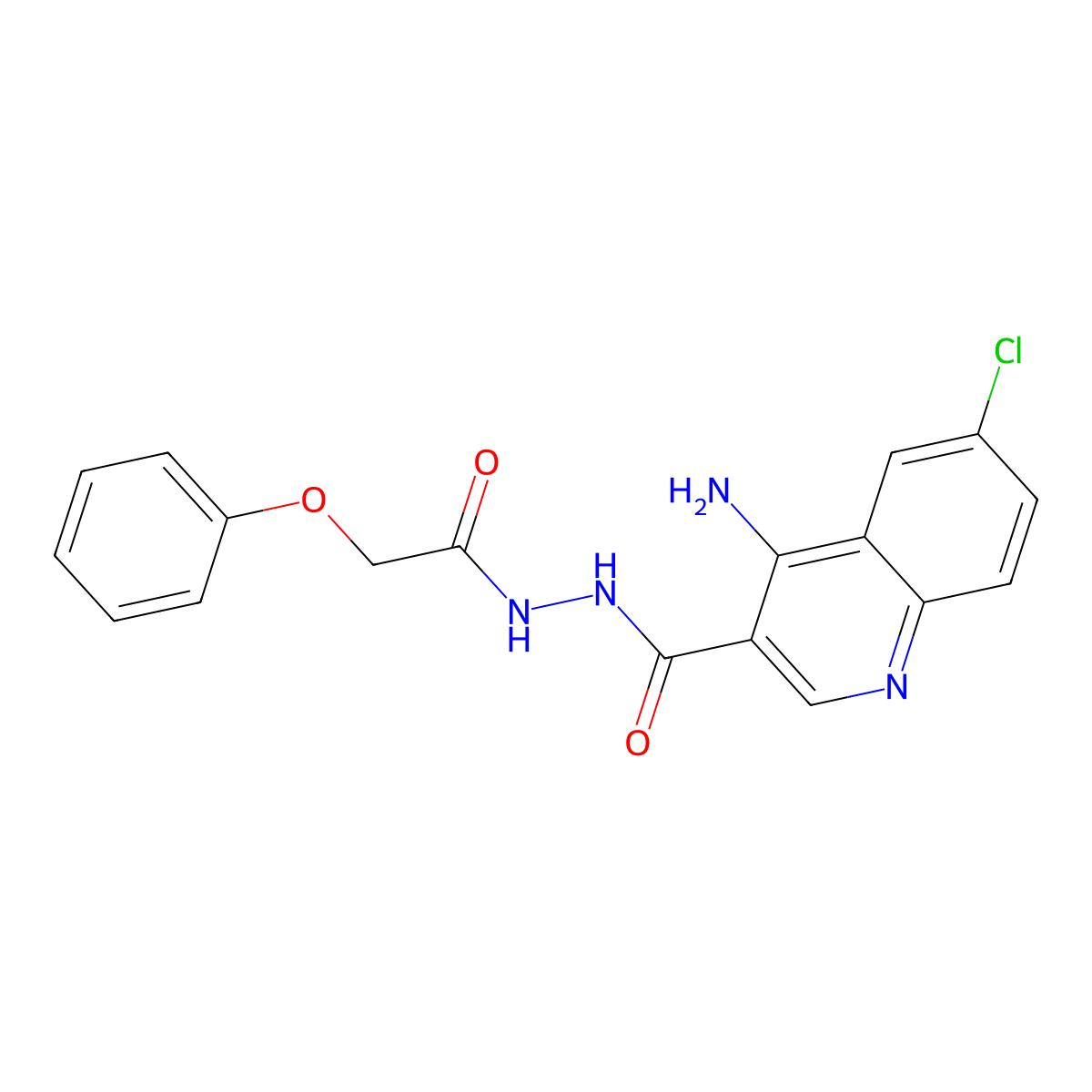 4-amino-6-chloro-N'-(phenoxyacetyl)quinoline-3-carbohydrazide molecular structure, CAS 1018056-47-7