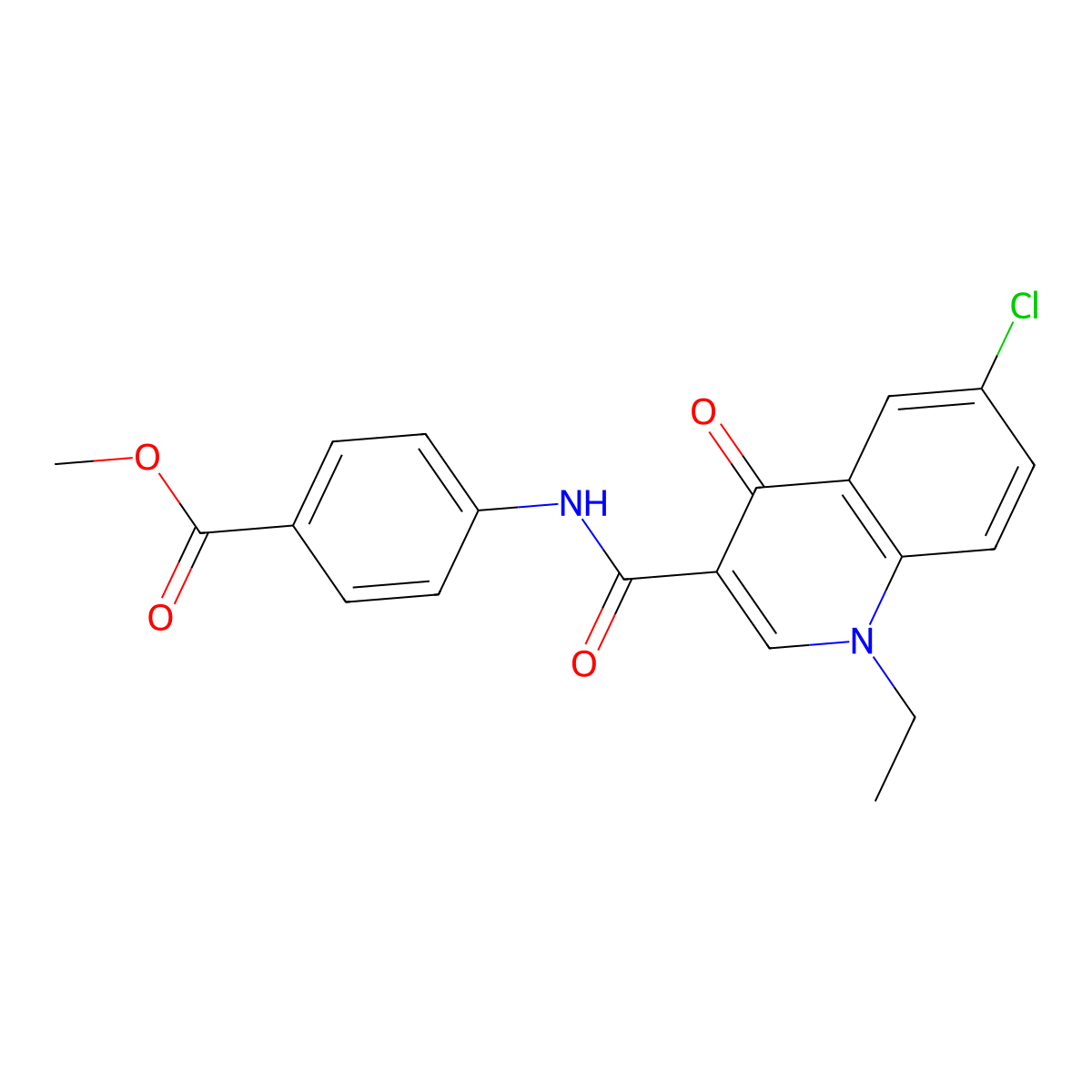 Methyl 4-(6-chloro-1-ethyl-4-oxo-1,4-dihydroquinoline-3-carboxamido)benzoate molecular structure, CAS 1018056-64-8