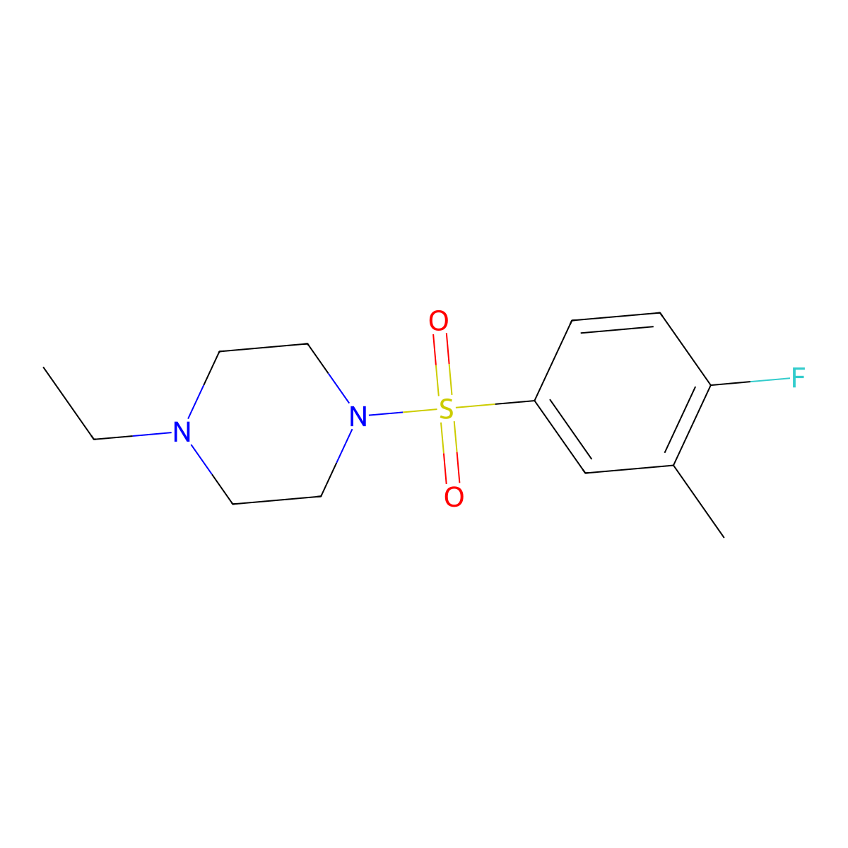 1-Ethyl-4-[(4-fluoro-3-methylphenyl)sulfonyl]piperazine molecular structure, CAS 1018056-85-3