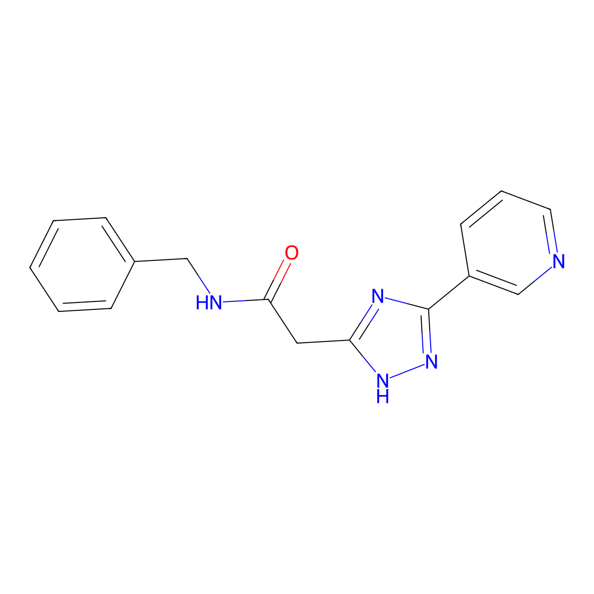 N-benzyl-2-[5-(pyridin-3-yl)-1H-1,2,4-triazol-3-yl]acetamide molecular structure, CAS 1018057-03-8