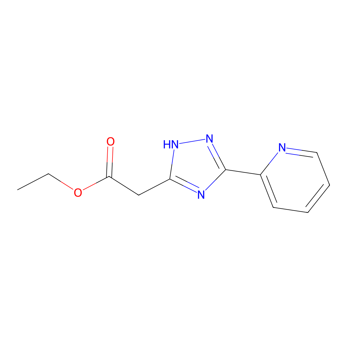 ethyl 2-(3-(pyridin-2-yl)-1H-1,2,4-triazol-5-yl)acetate molecular structure, CAS 1018057-24-3