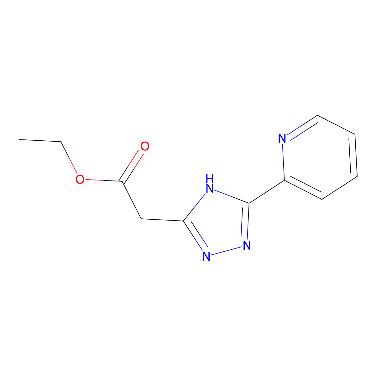 ethyl 2-(3-(pyridin-2-yl)-1H-1,2,4-triazol-5-yl)acetate molecular structure, CAS 1018057-24-3