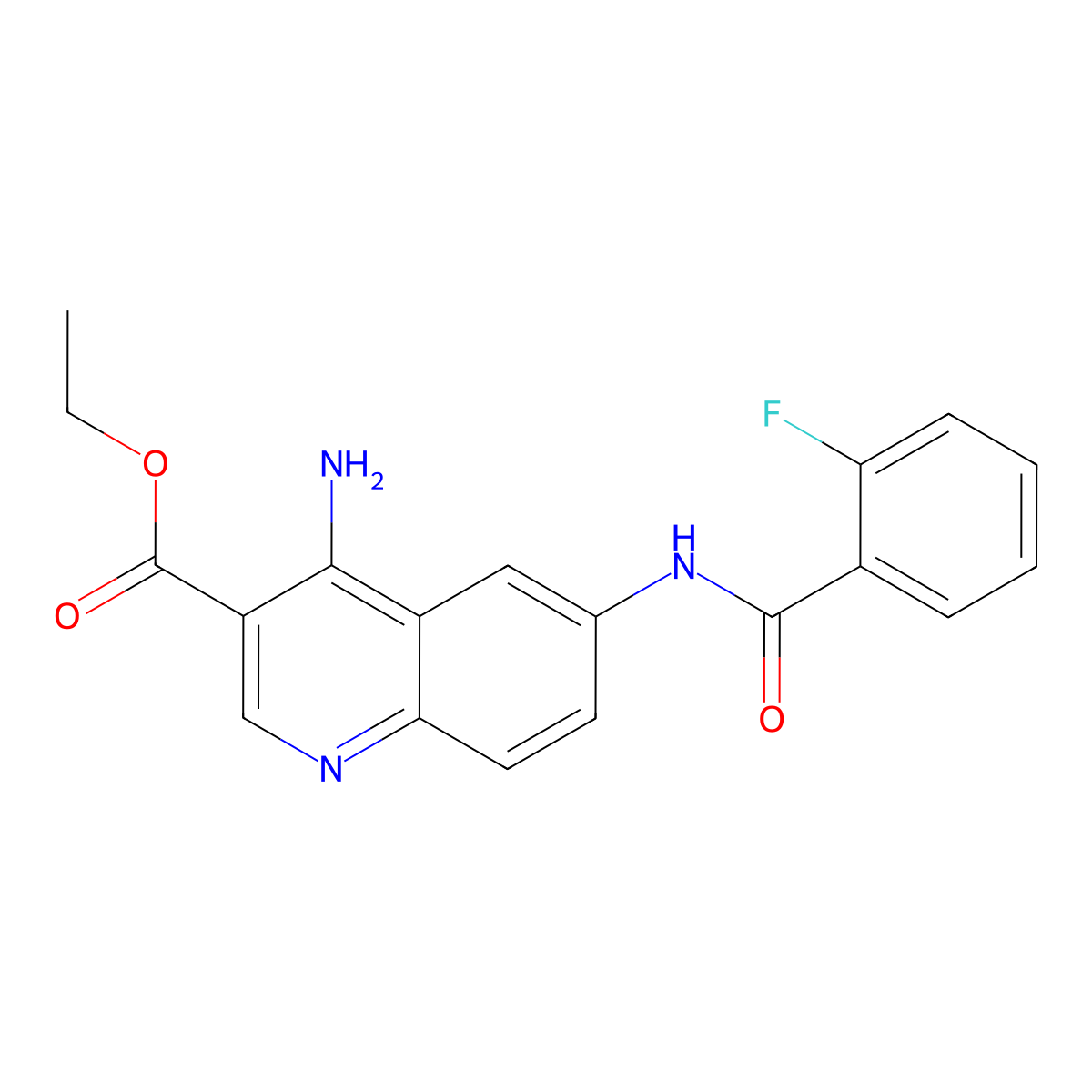 Ethyl 4-amino-6-(2-fluorobenzamido)quinoline-3-carboxylate molecular structure, CAS 1018057-39-0