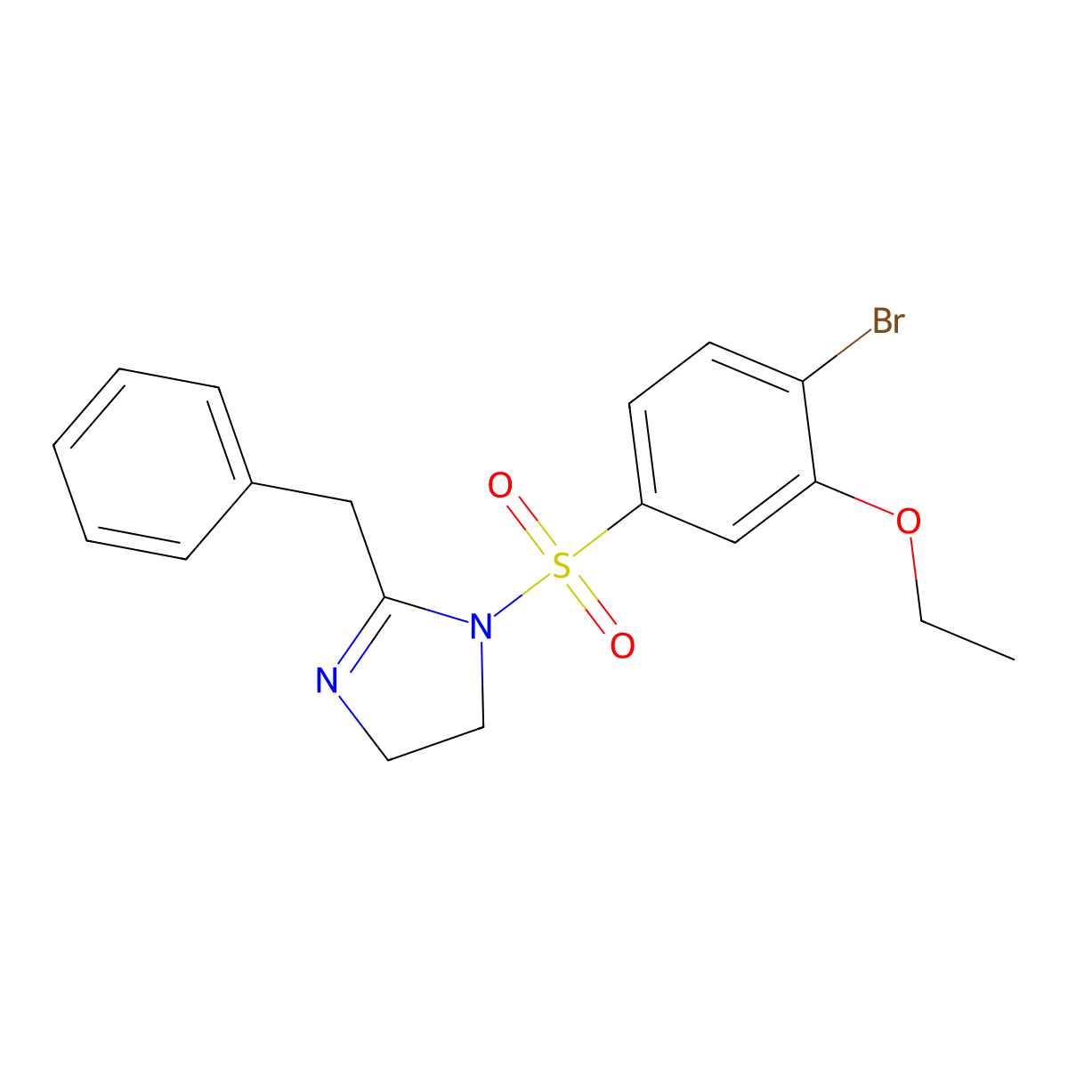 2-benzyl-1-(4-bromo-3-ethoxybenzenesulfonyl)-4,5-dihydro-1H-imidazole molecular structure, CAS 1018057-51-6