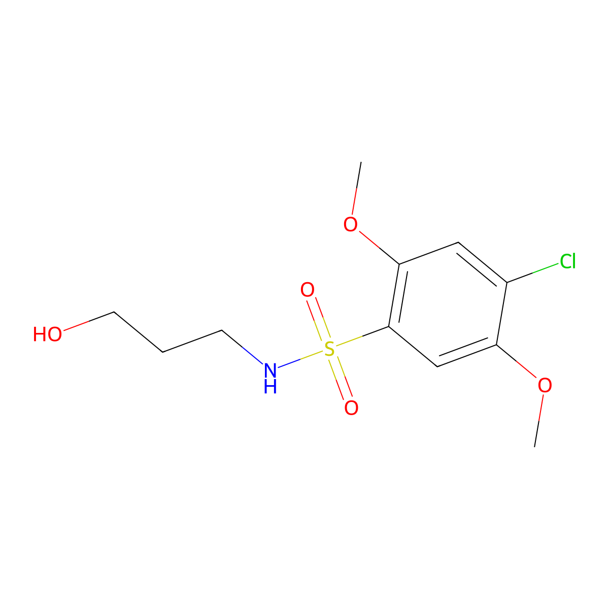 4-chloro-N-(3-hydroxypropyl)-2,5-dimethoxybenzenesulfonamide molecular structure, CAS 1018057-81-2